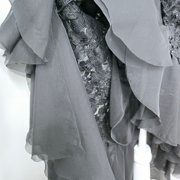 Celo Argentina made lace Applique beaded ruffle dance skirt Small-Medium black - Picture 7 of 17